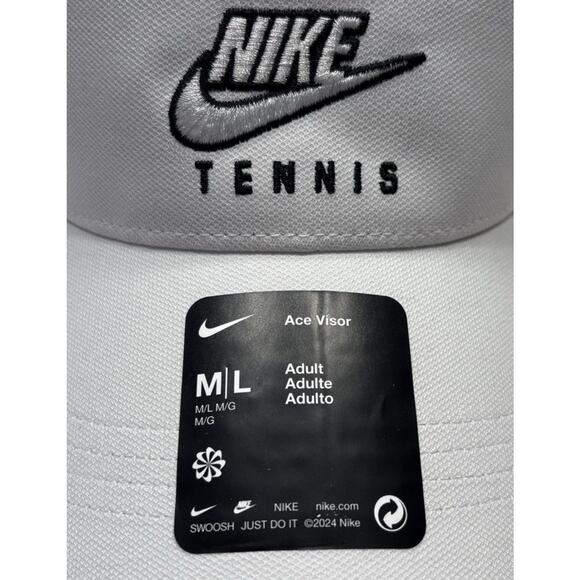 Nike Dri-FIT Tennis Pickleball Ace White StrapBack Visor New Fast Shipping - Picture 2 of 8